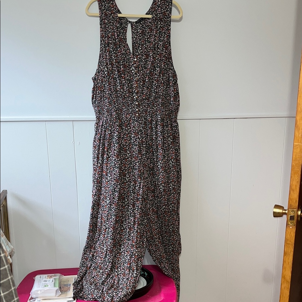 Black Tape_ Floral Patterned Jumpsuit/Romper 3X Y2K